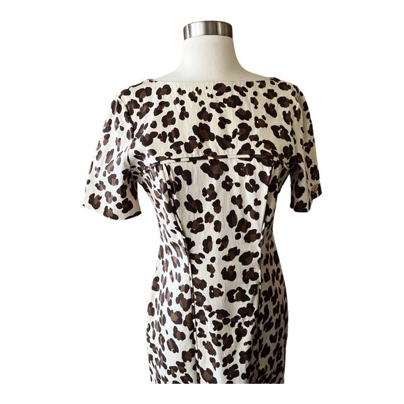BLUEMARINE Animal Print Dress Sheath Brown Short Sleeve Italy Designer IT46 US10 - Picture 3 of 10